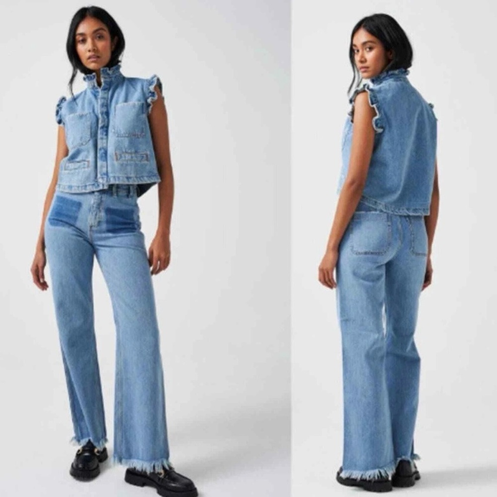 Anthropologie NWOT Seventy + Mochi High Rise Mabel Wide Leg Jean Patch Pocket